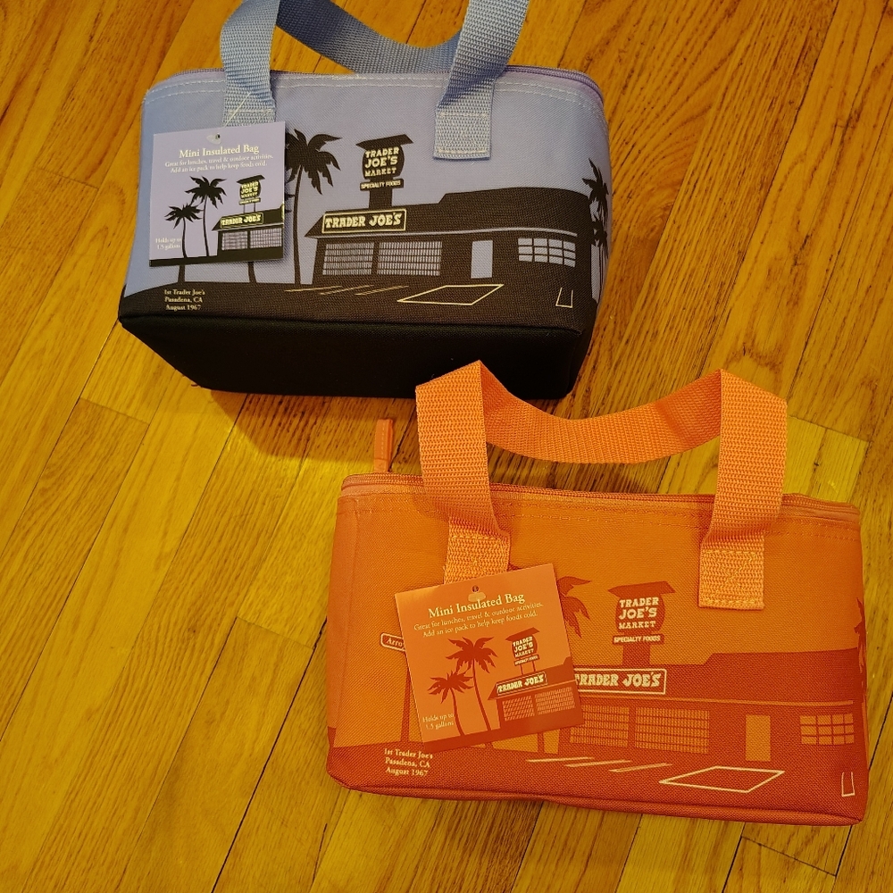 Trader Joe's Mini Insulated Tote bags- Pink & Purple